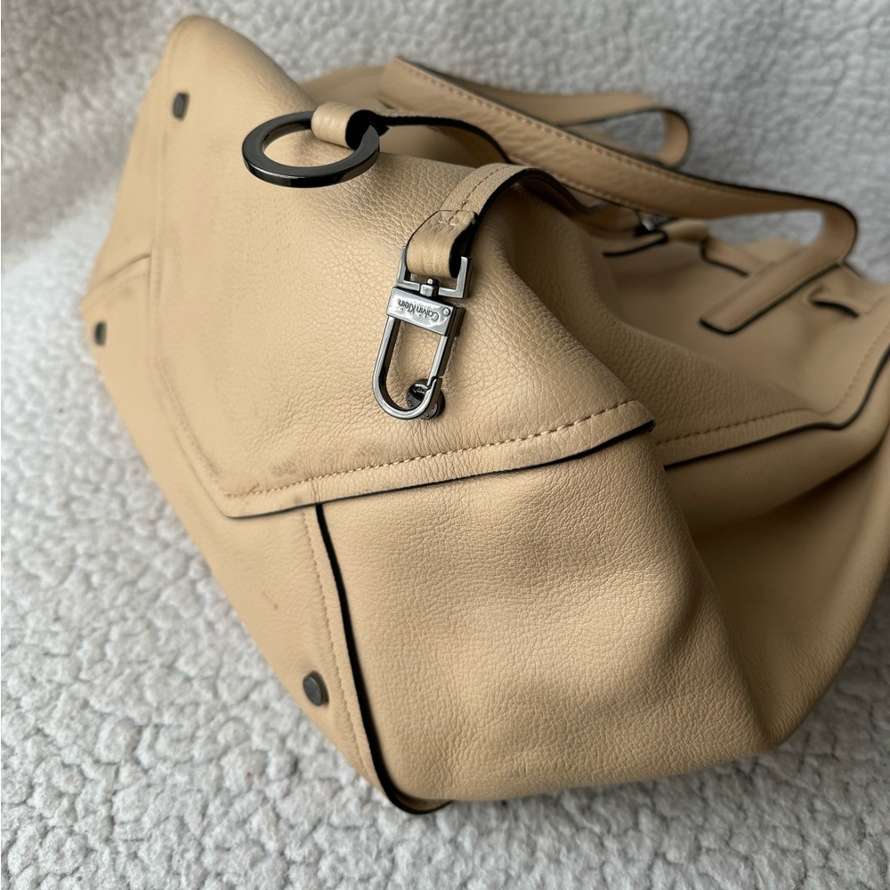 Calvin Klein Rudy Nude Pebble Leather Bucket Tote - Picture 7 of 11